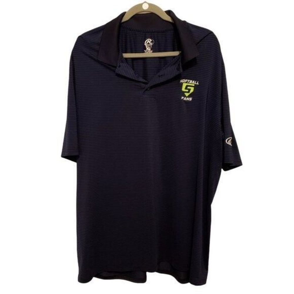 R Mens Sz XL Blue  Solid Short Sleeve Softball Fans Polo Shirt